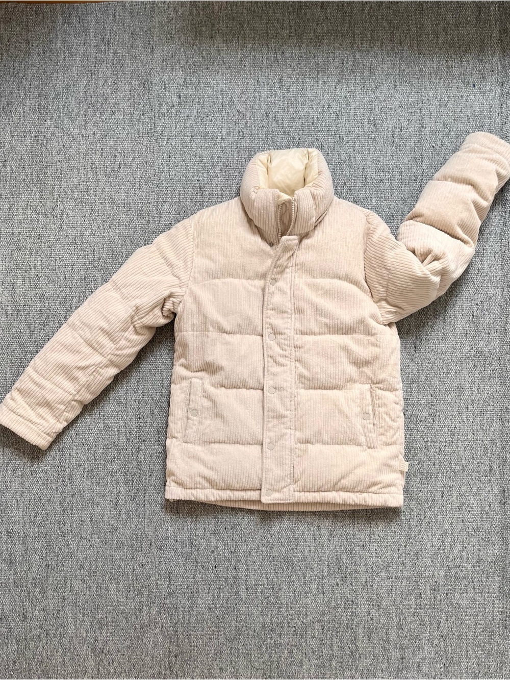 Super Puff Shorty Cushcord Corduroy down puffer coat 2XS xxs ivory beige no hood